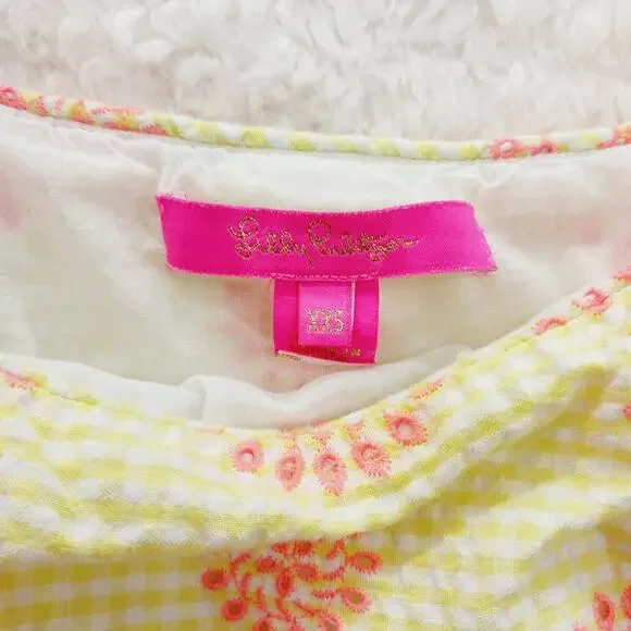 Blouse Lilly Pulitzer Seersucker Orange Yellow Puff Sleeve Coquette Fairy Sz XXS - Picture 8 of 16